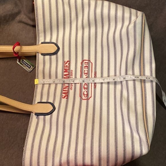 COACH SAINT JAMES Tote Nautical Stripe Weekend Beach Shoulder Bag Purse - Picture 15 of 16